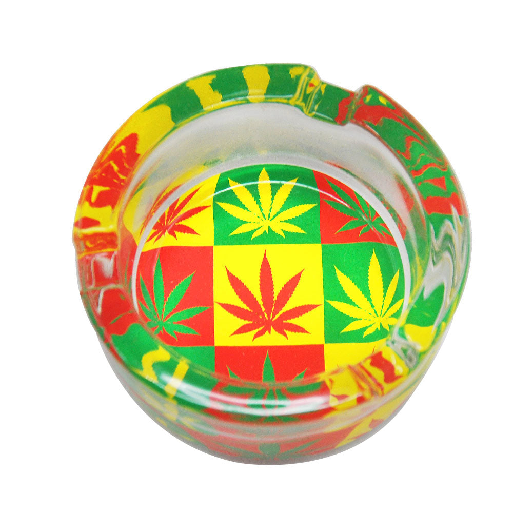 Marijuana Leaf Glass Ashtray (Random Pattern)