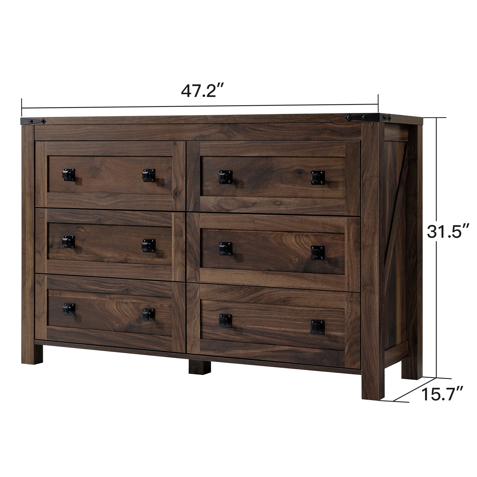 CHITOOMA Wooden Dressers for Bedroom 6 Drawer Adult, 47.2
