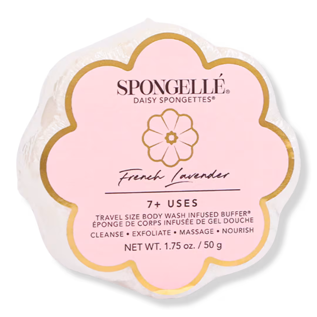 SPONGELLE  French Lavender Daisy Spongette | Travel Body Wash Infused Buffer