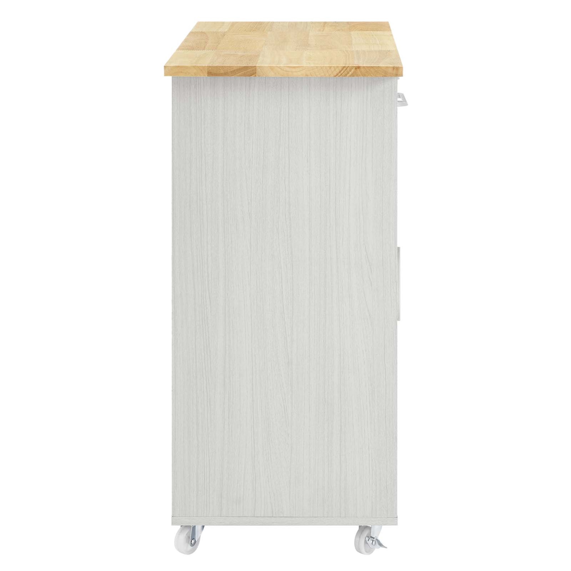 Modway Culinary Kitchen Cart With Towel Bar in White Natural
