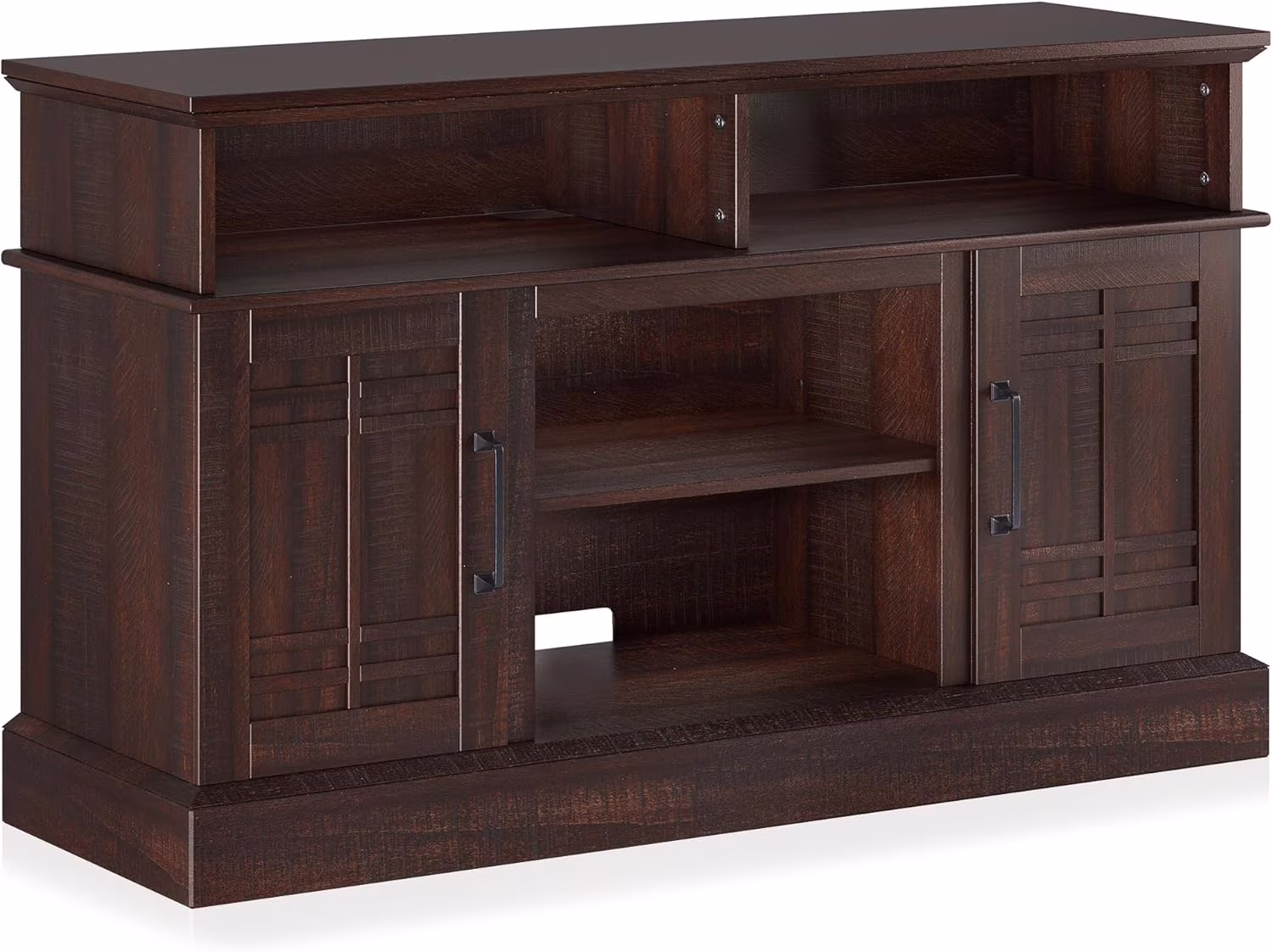 Modern 48" Farmhouse Wood TV Stand & Media Entertainment Center Console Table for TVs up to 50 Inch with Open Storage Shelves & Cabinets - Norrell (Espresso)