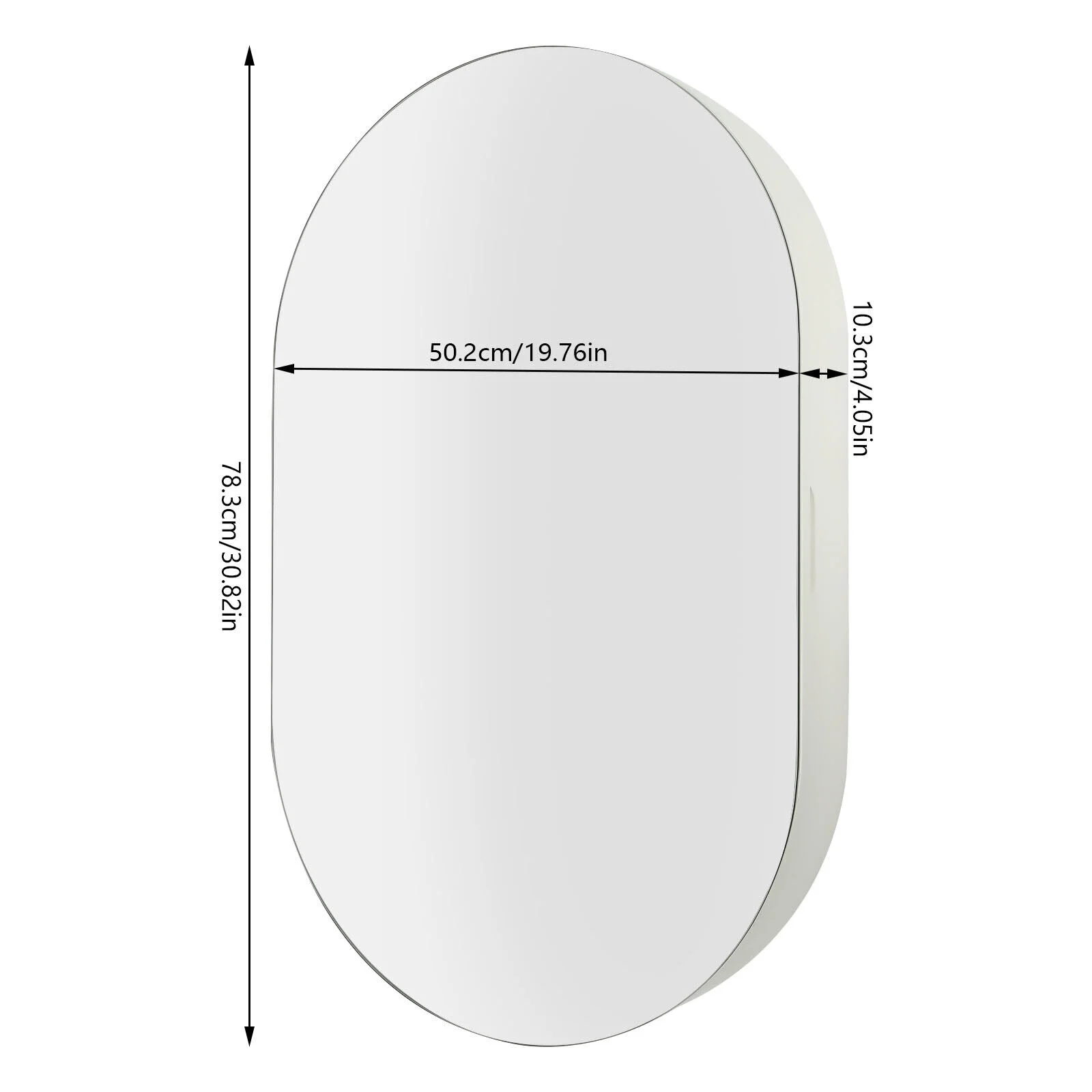 Fichiouy Bathroom Mirror Cabinet Oval Wall Mounted Cabinet Storage Cabinet with Mirror for Bathroom 19.76" x 30.82"