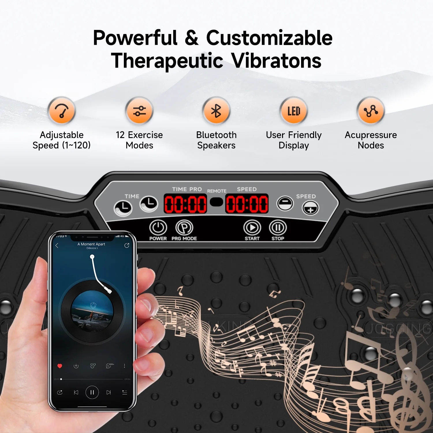 LNOW Full Body Vibration Plate Exercise Machine for Lymphatic Drainage, Muscle Toner with Bluetooth & Massage Pedals, Workout Vibration Platform for Home Fitness 400lbs
