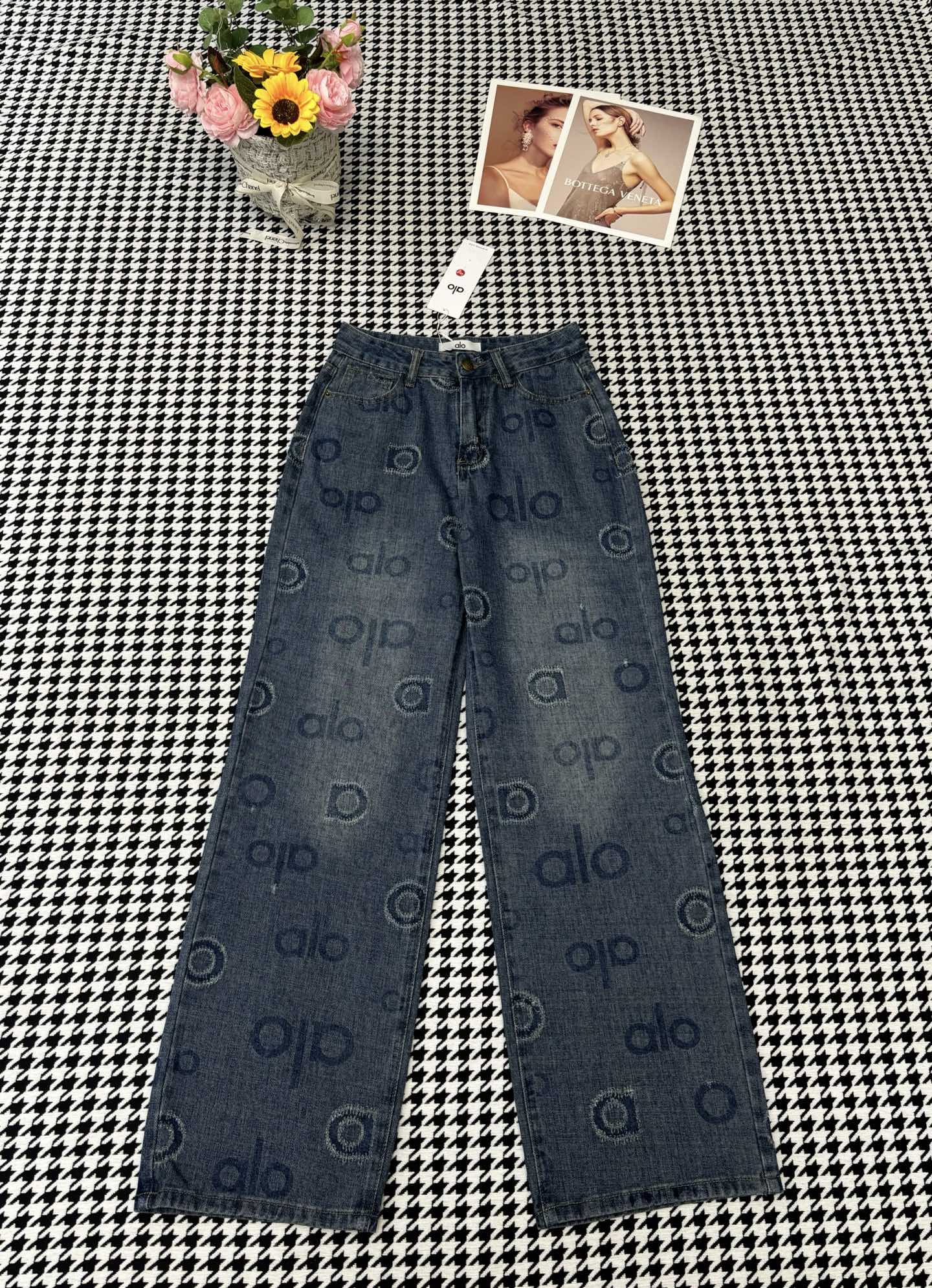 Alo Style All-Over Logo Denim Pants