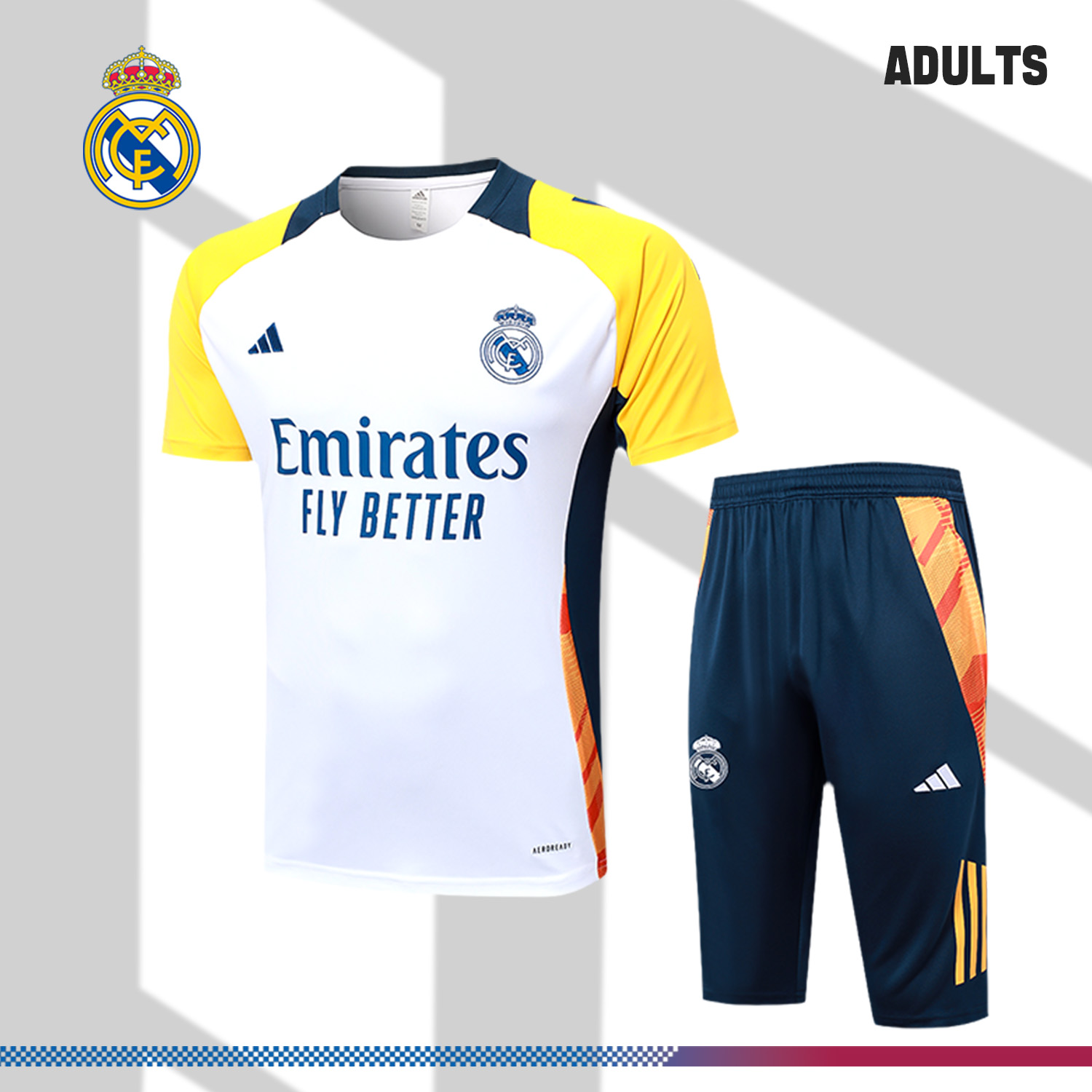 2024/2025 Real Madrid White Adult Short Sleeve Training Suit (Adult Kit)
