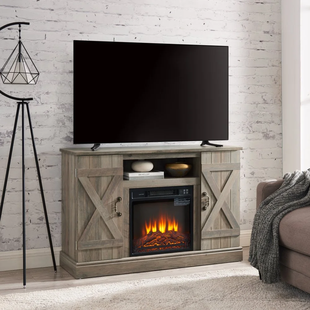 Gzxs Farmhouse Fireplace TV Stand with 18