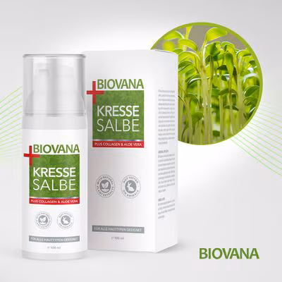 Biovana Kressesalbe Plus mit Collagen, Coenzym Q10 & Aloe Vera