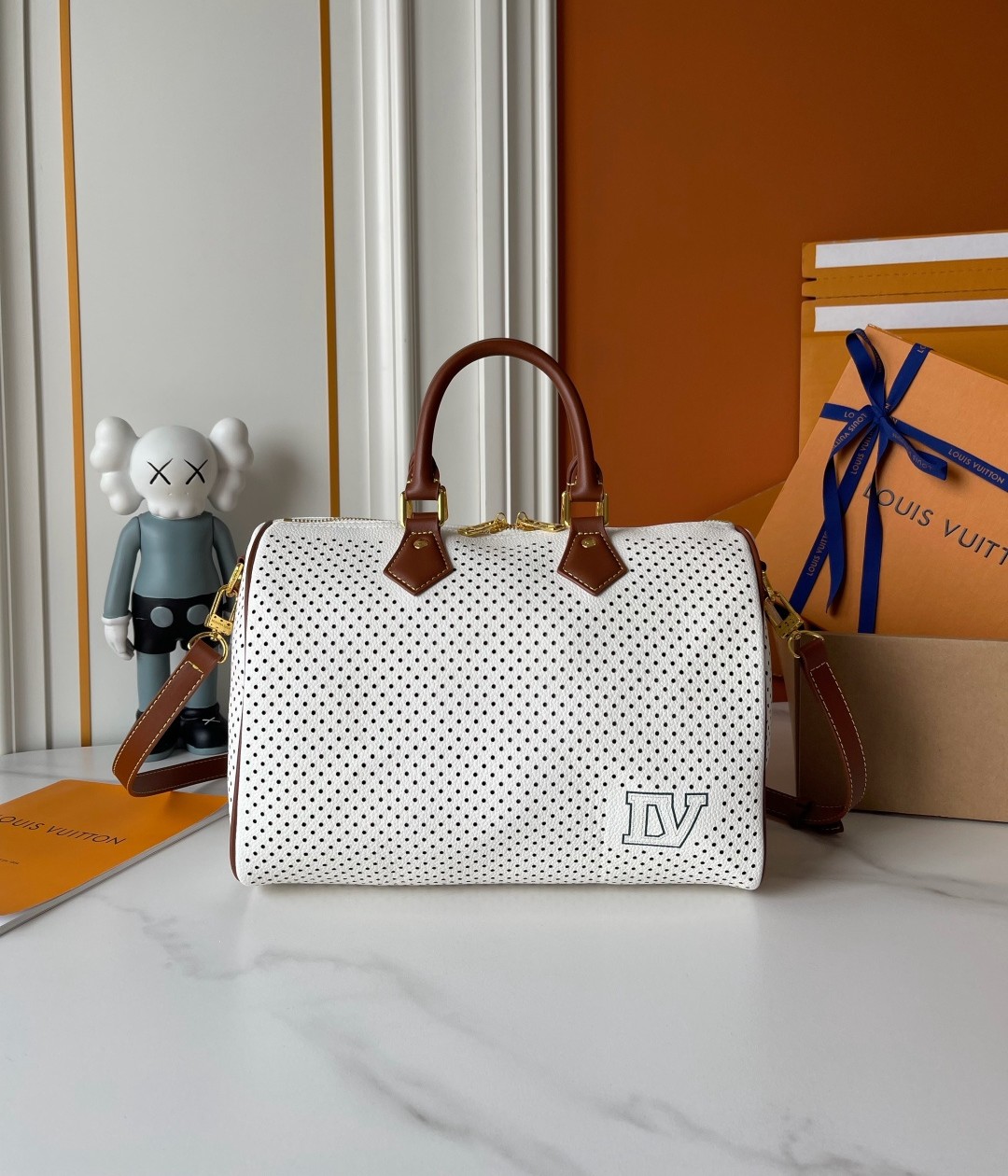 LV Speedy 30 All-over Micro Round Perforated Boston Top Handle Bag