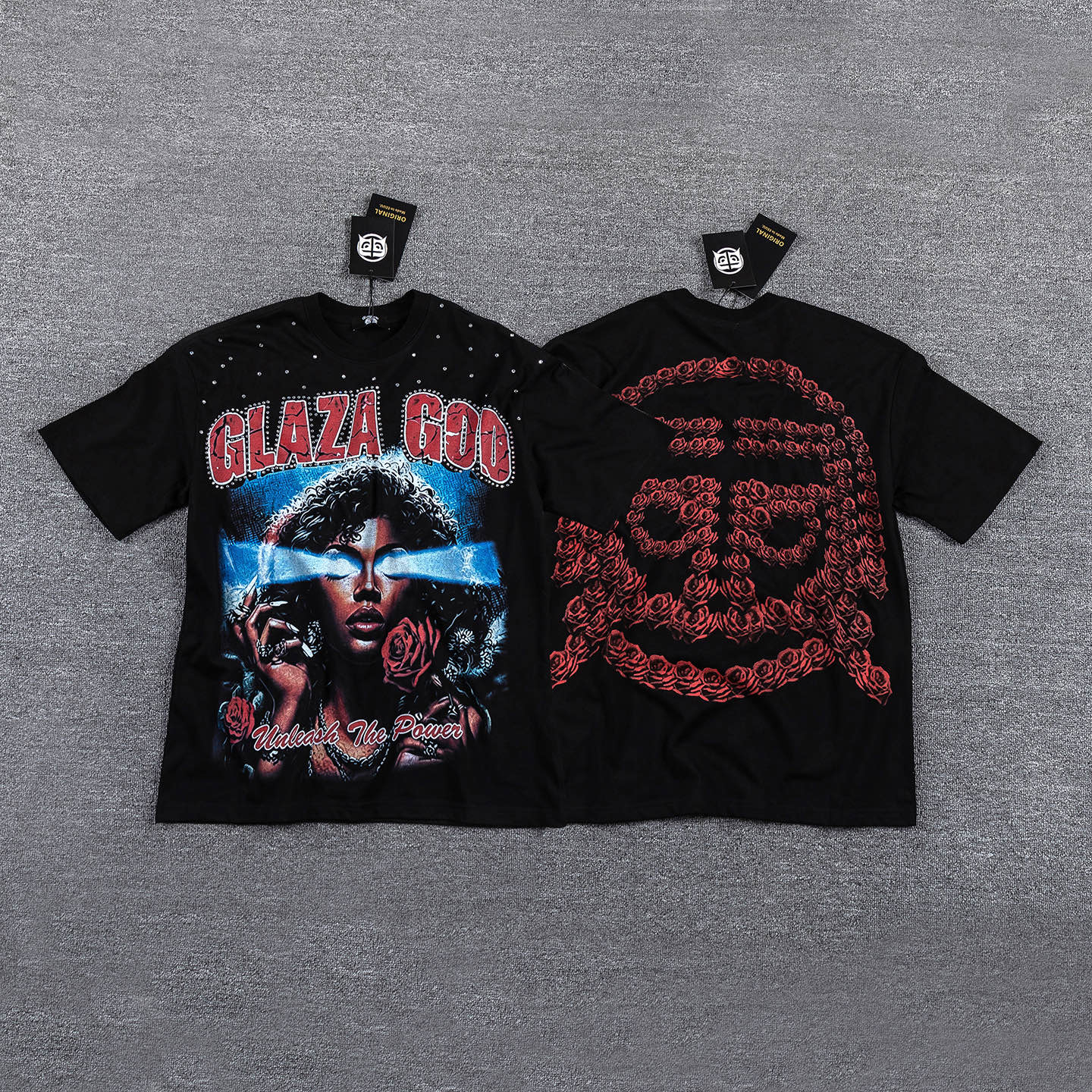 Glaza God Laser Eye Rose Print T-shirt