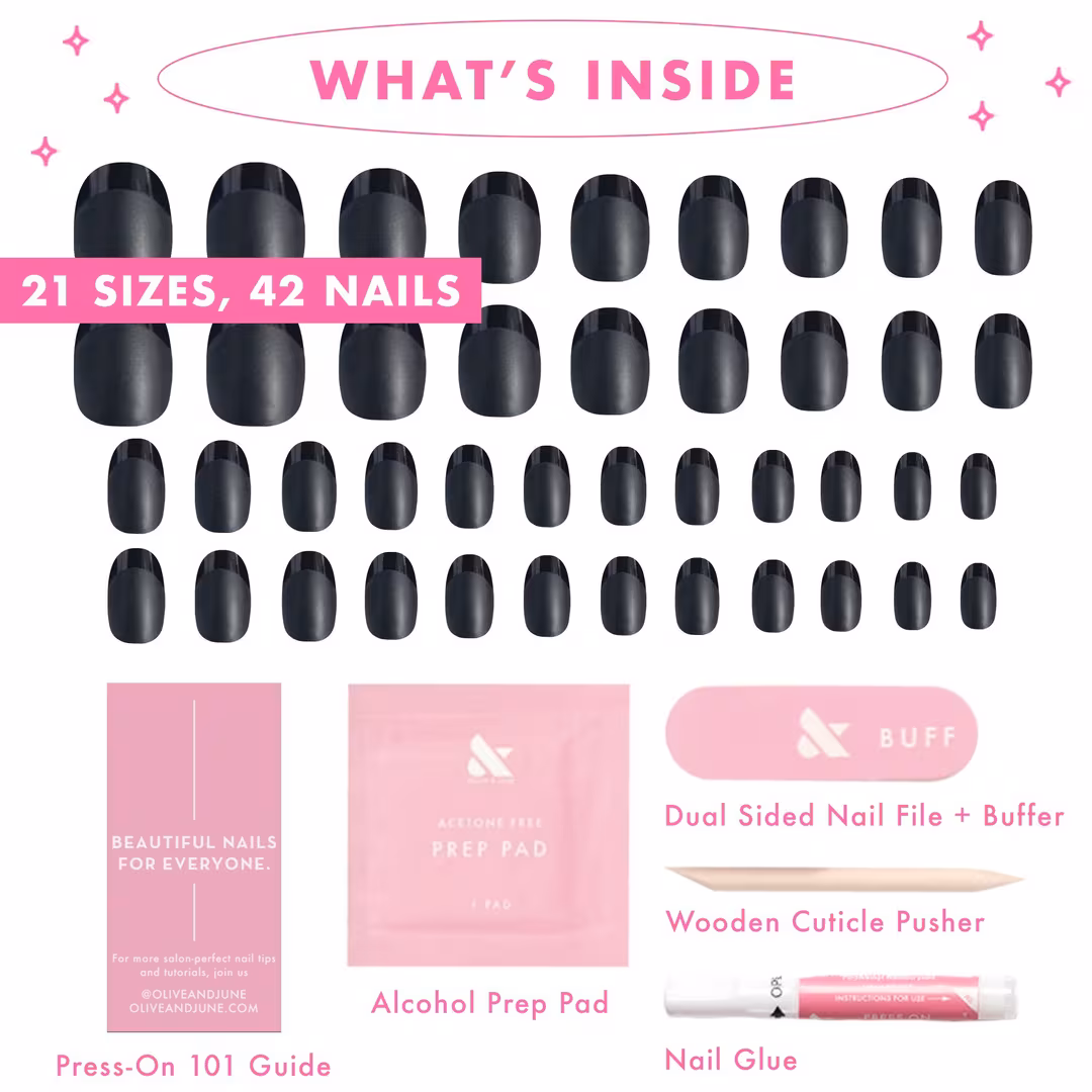 Olive & June  Instant Mani Press-On Nails Glossy Tip Black French