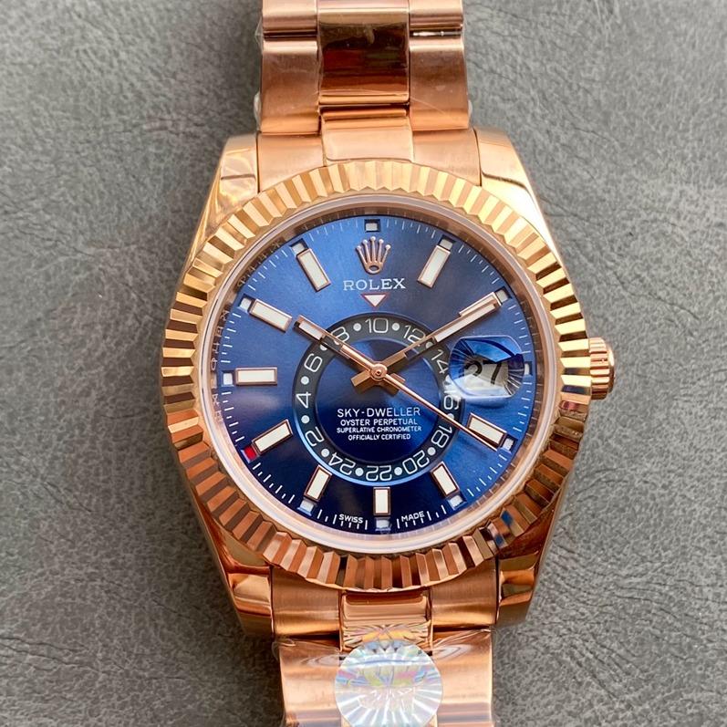 Rolex Watch SKY-DWELLER ROSE GOLD 42 BLUE DIAL