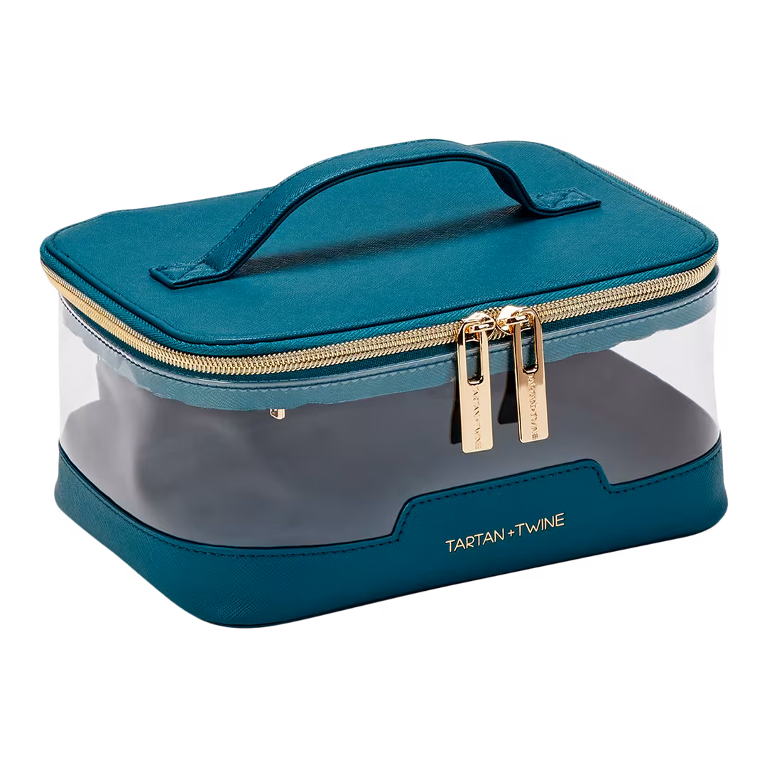Tartan + Twine  Transparent Teal Box Train Case