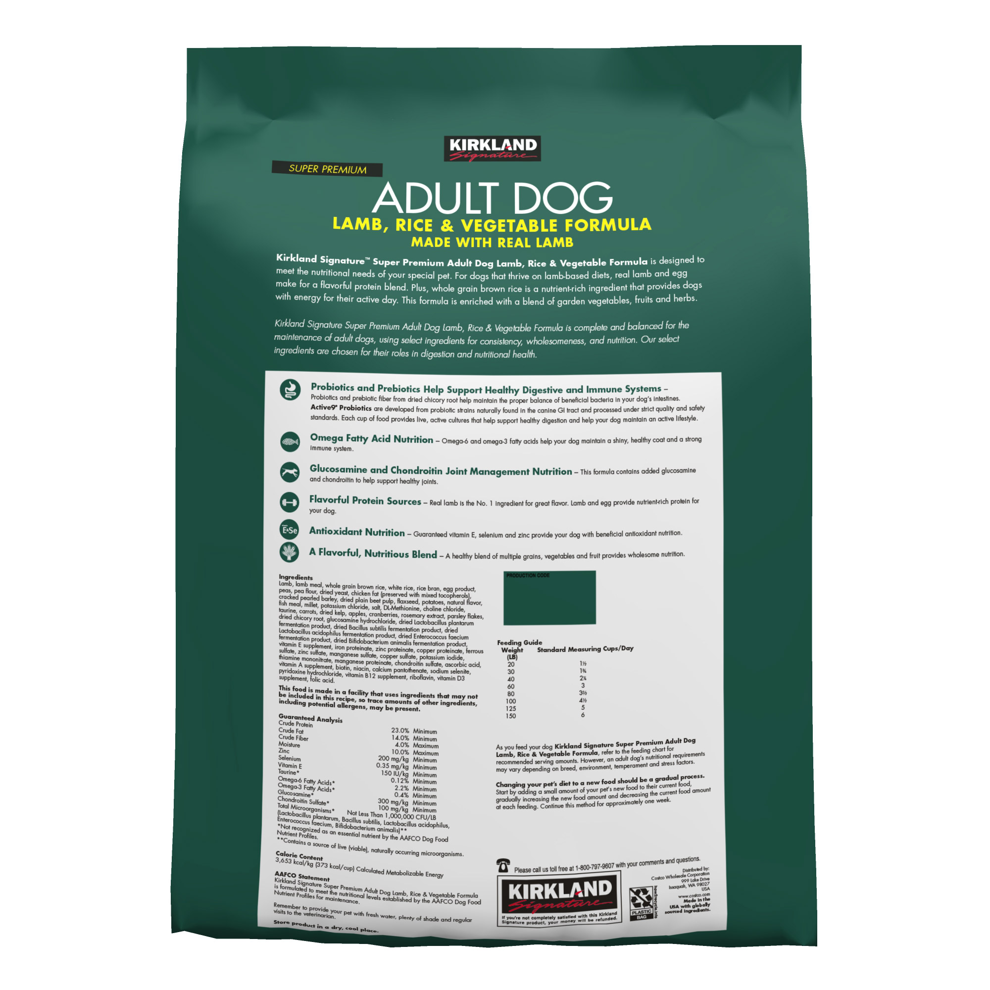 Kirkland Signature Adult Formula Lamb, Rice and Vegetable Dog Food, 25 lbs