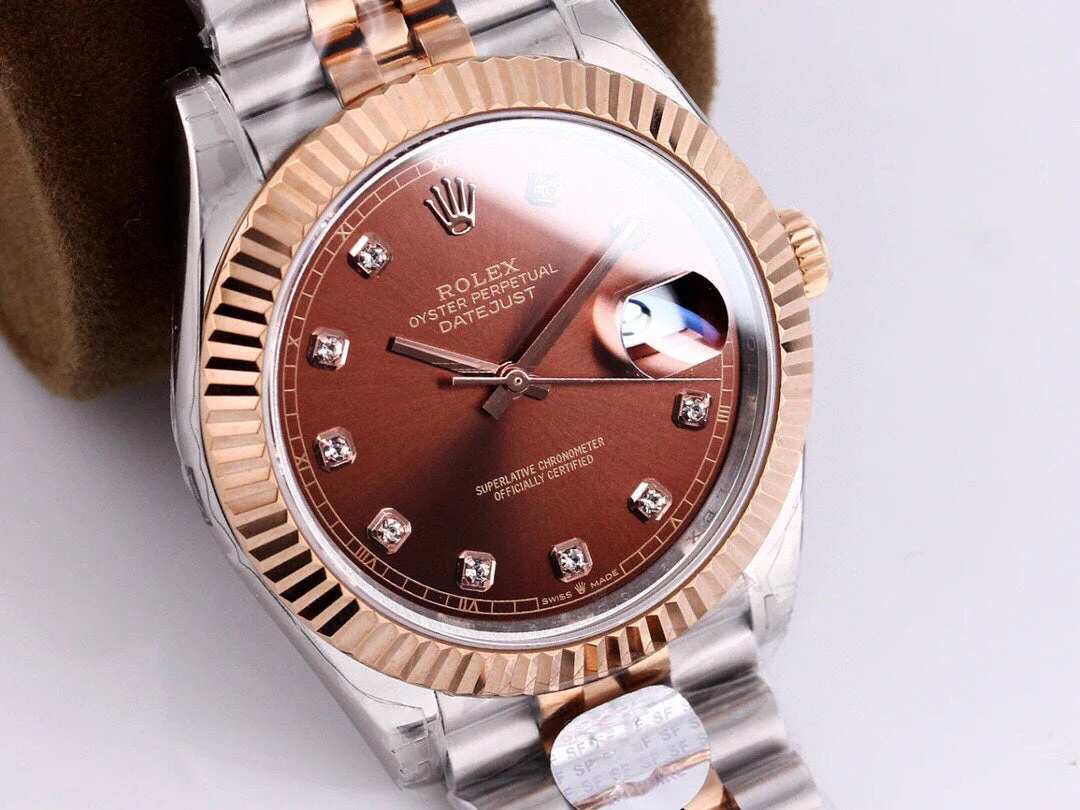 Rolex Watch DATEJUST 41 ROSE GOLD STEEL CHOCOLATE DIAMOND DIAL