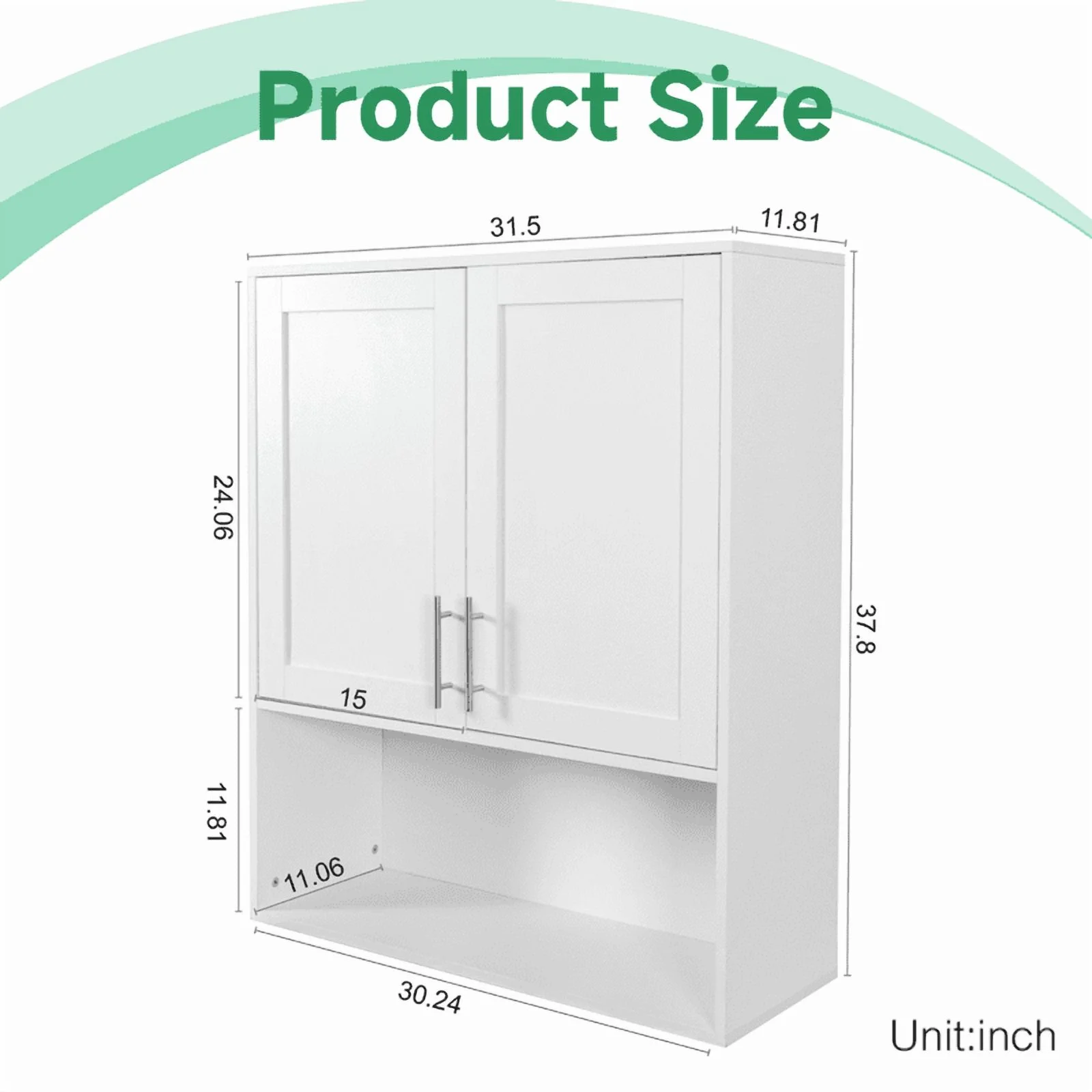EBQOSK Wall Mounted Bathroom Cabinet, 31.5"D x 11.81"W x 37.8"H Vanity Mirror Cabinet with Facial Tissues Slot and Multifunctional Storage Area, Storage Cabinets for Laundry Bathroom White Style 2