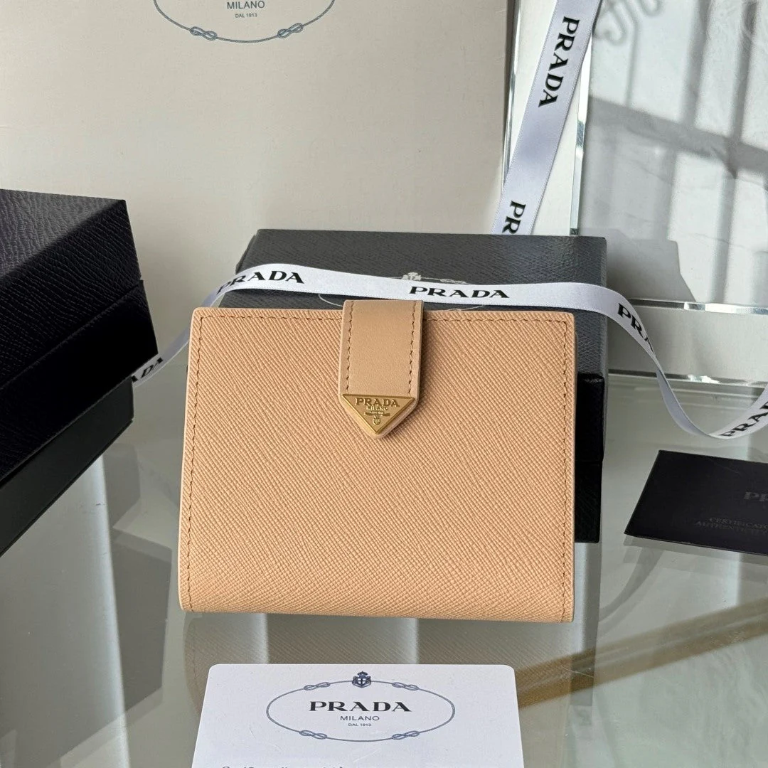 Prada 1MV204 Small Wallet Caramel Saffiano & Smooth Leather