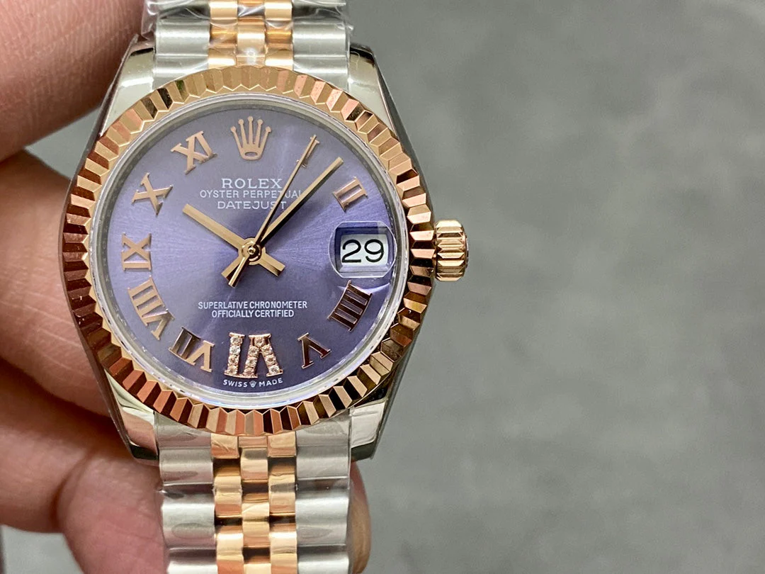 Rolex Watch DATEJUST 31MM PINK GOLD STEEL PURPLE DIAL