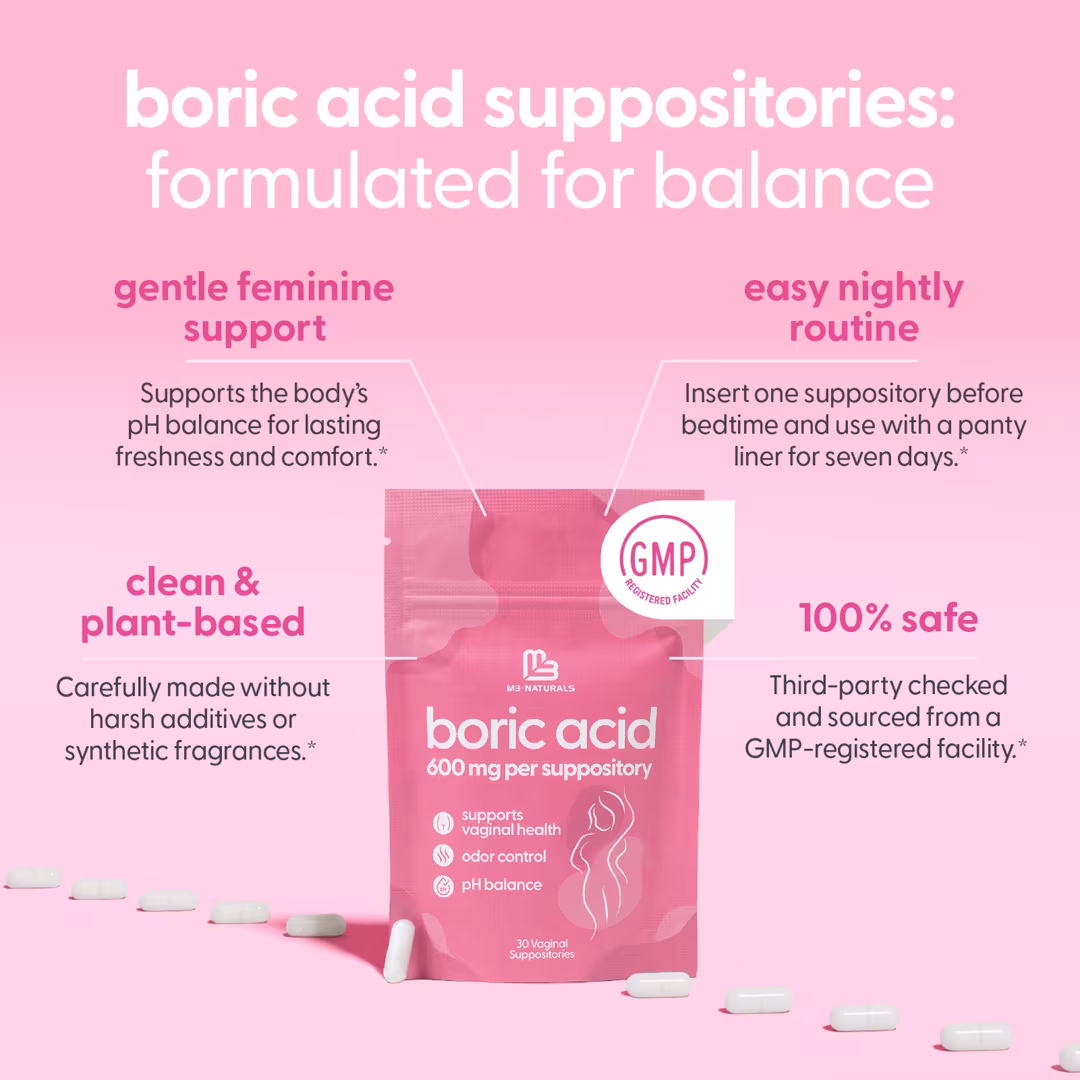 M3  Boric Acid Vaginal Suppositories for Women