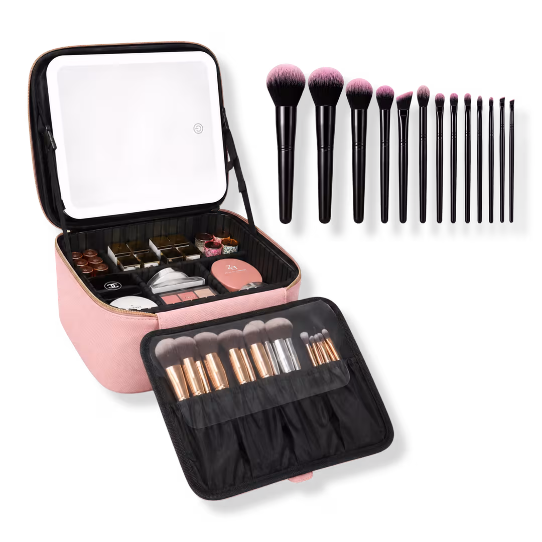 CosmoGlo  Makeup Case with Brush Set