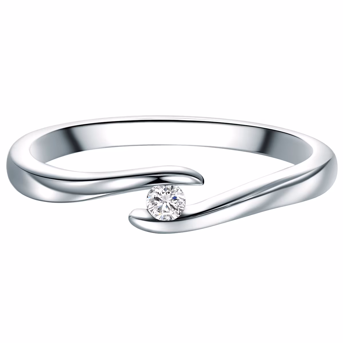 Diamant-Ring aus Sterling Silber in silber mit Diamant