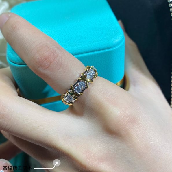 Diamond Ring with Crossed X, Tiffany Dupe