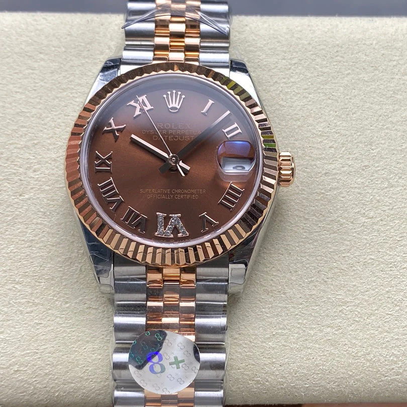 Rolex Watch Datejust 31mm Pink Gold Steel Chocolate Dial