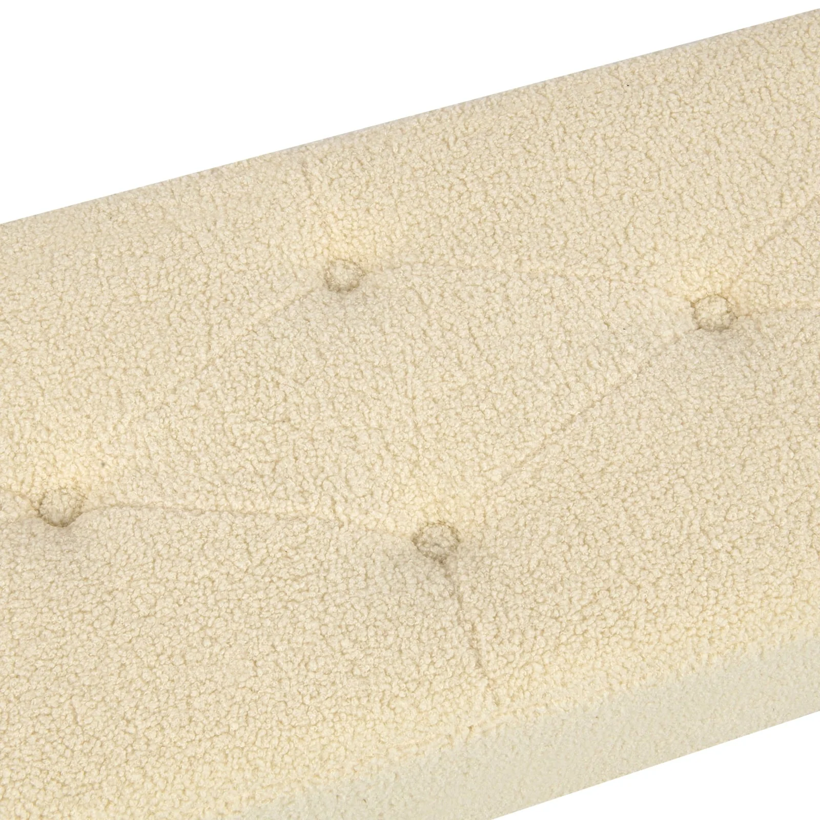 Faux Fur Entryway Bench Upholstered Tufted Ottoman Bench,Ivory white