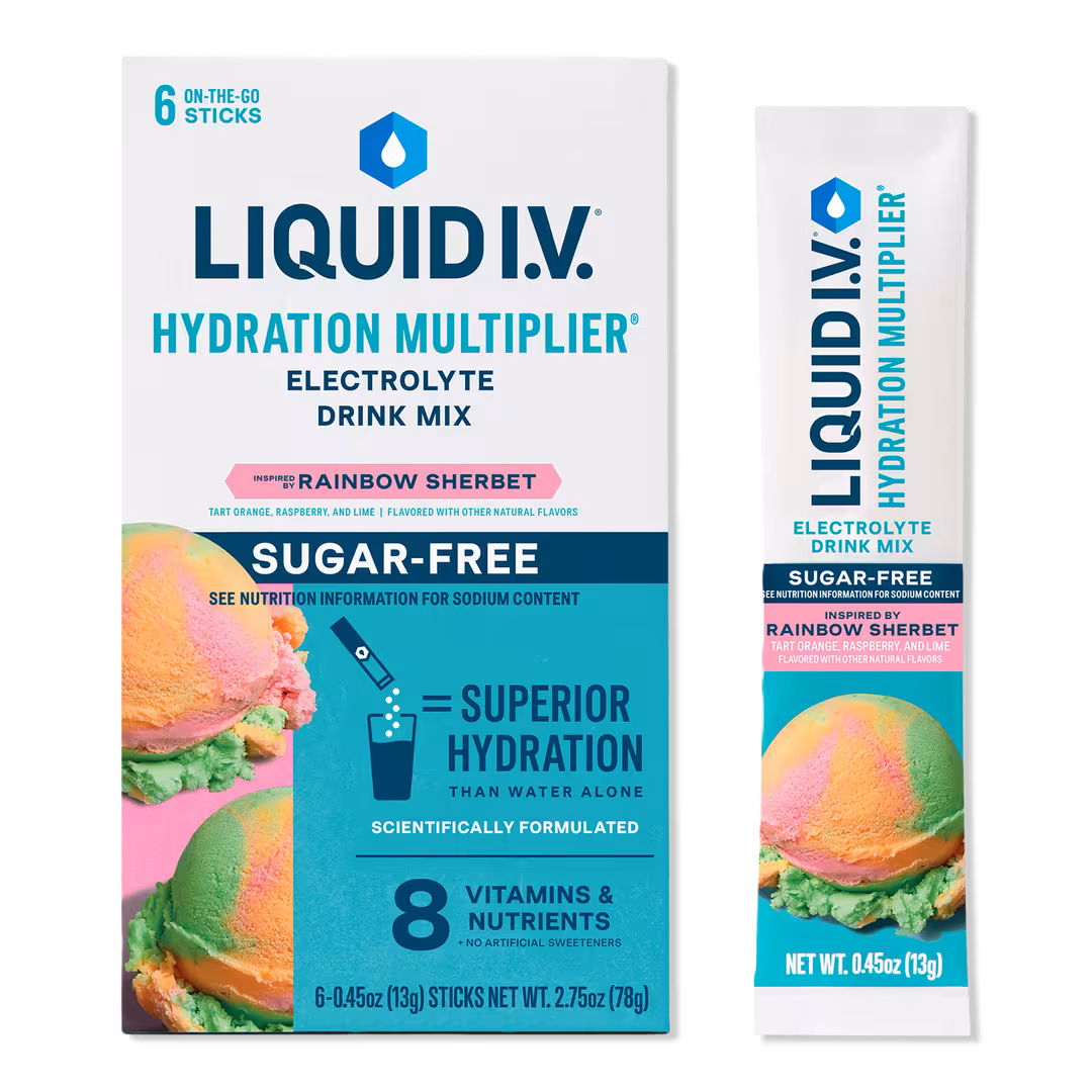 LIQUID I.V.  Hydration Multiplier Electrolyte Drink Mix Sugar Free Rainbow Sherbet