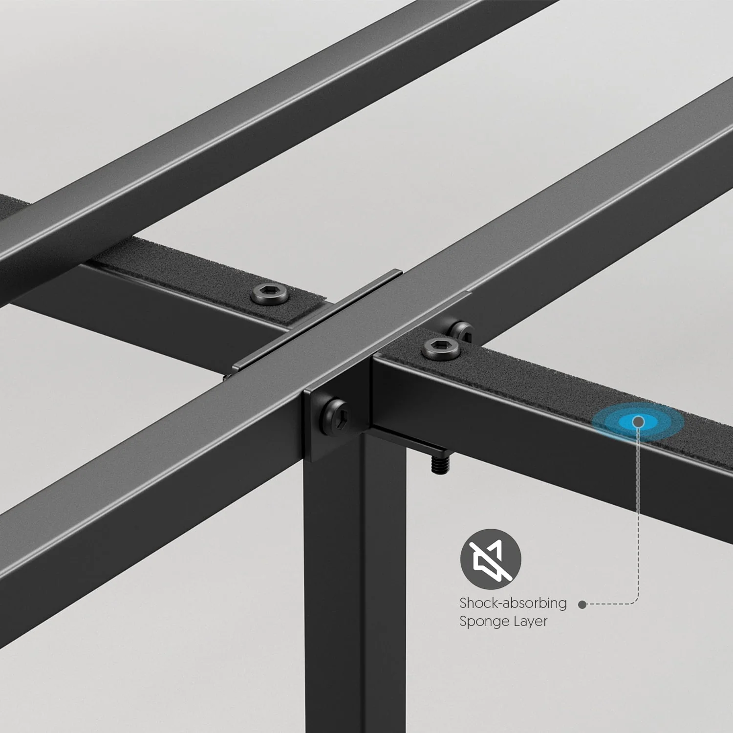 Queen Size Bed Frame Steady Steel Platform with Wood Headboard/Footboard