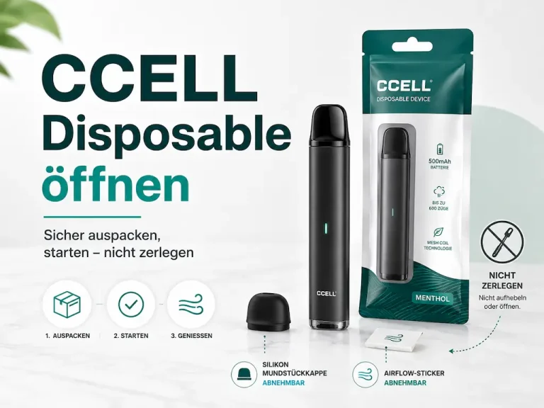 Opening the CCELL Disposable: Unseal the packaging, turn on the device—but do not take it apart