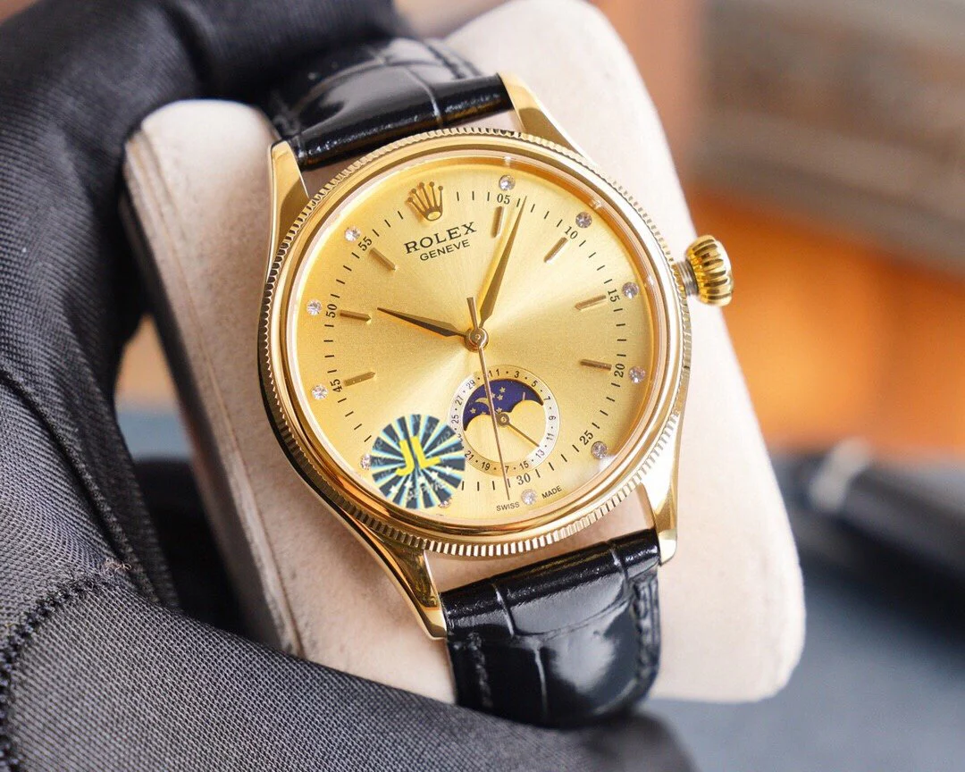 Rolex Watch CELLINI 41 MOONPHASE GOLD CASE LEATHER Watch