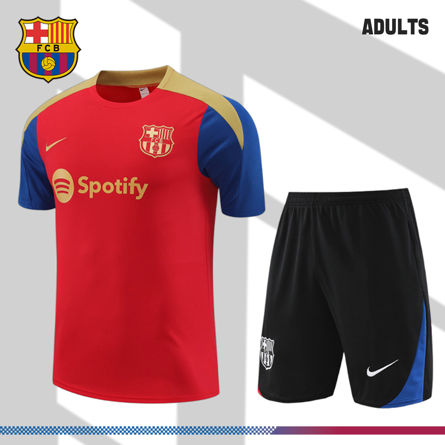 2024/2025 Barcelona short-sleeved red training suit (Adult Kit)