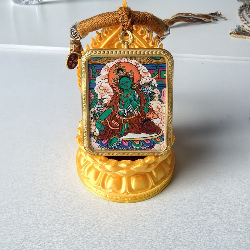Tibetan Buddhism Green Tara Mantra Thangka Pendant - Feminine Empowerment Talisman for Blessings & Emotional Healing