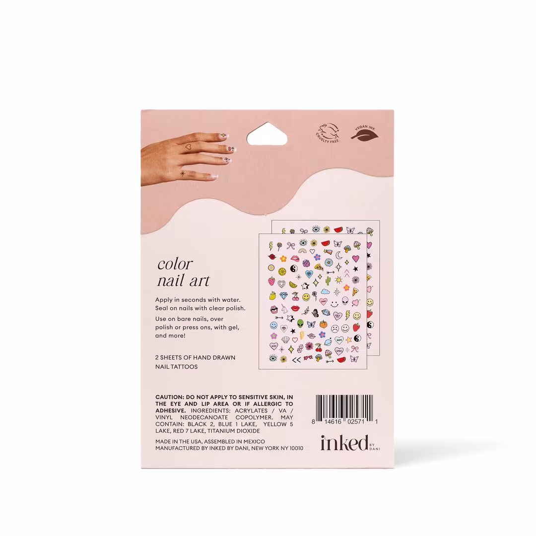 Inked by Dani  Color Nail Art Temporary Tattoo Pack