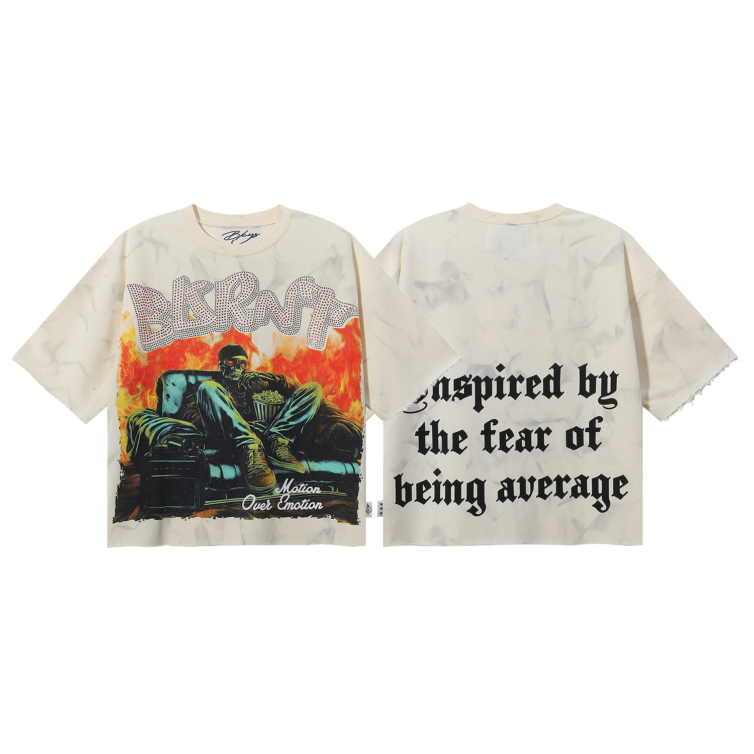 Flame-backed sofa, lazy boy, vintage short-sleeved shirt