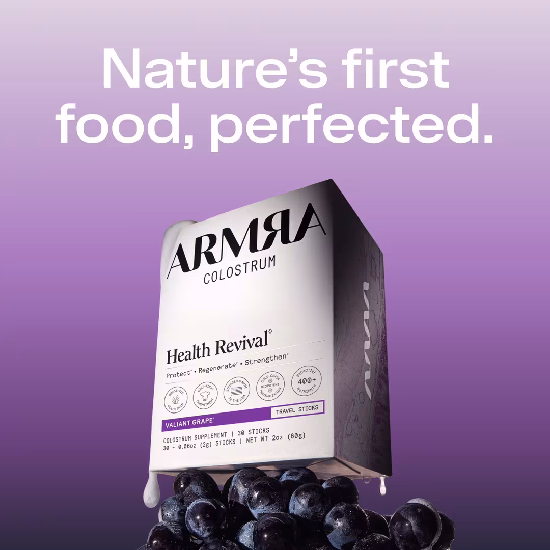ARMRA Colostrum  Valiant Grape Health Revival Travel Sticks