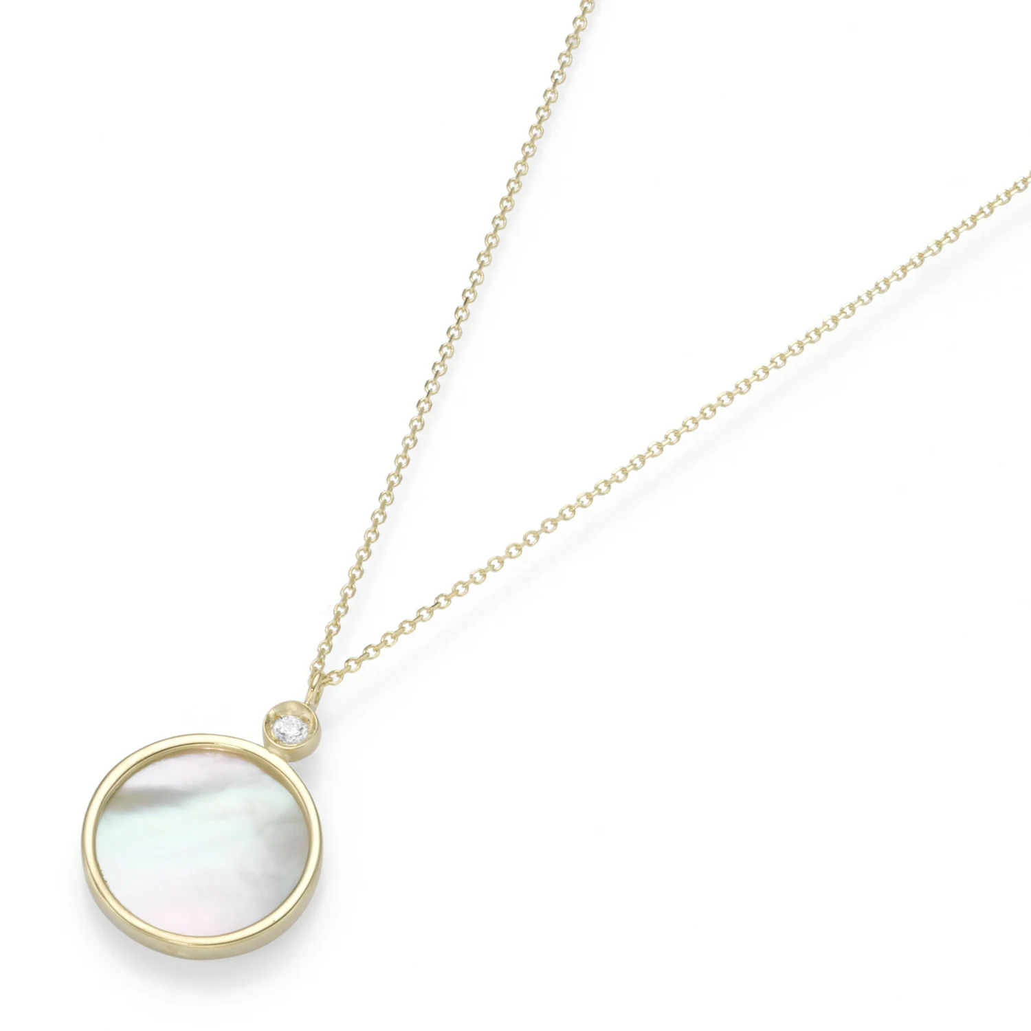 Kette mit Perlmutt-Einlage und Zirkonia, Gold 375
