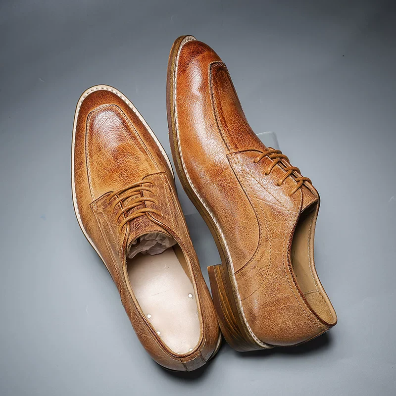 Men's retro first layer cowhide soft sole shoes