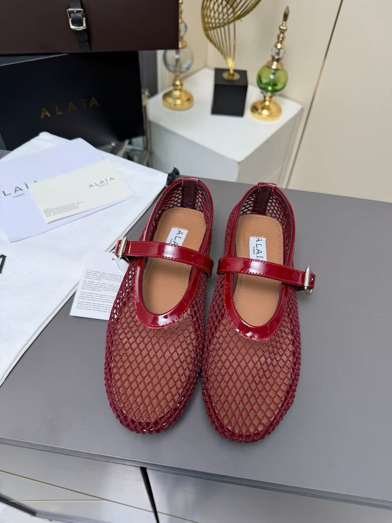Alaia flat ballet fishing net mesh flat sole shoes