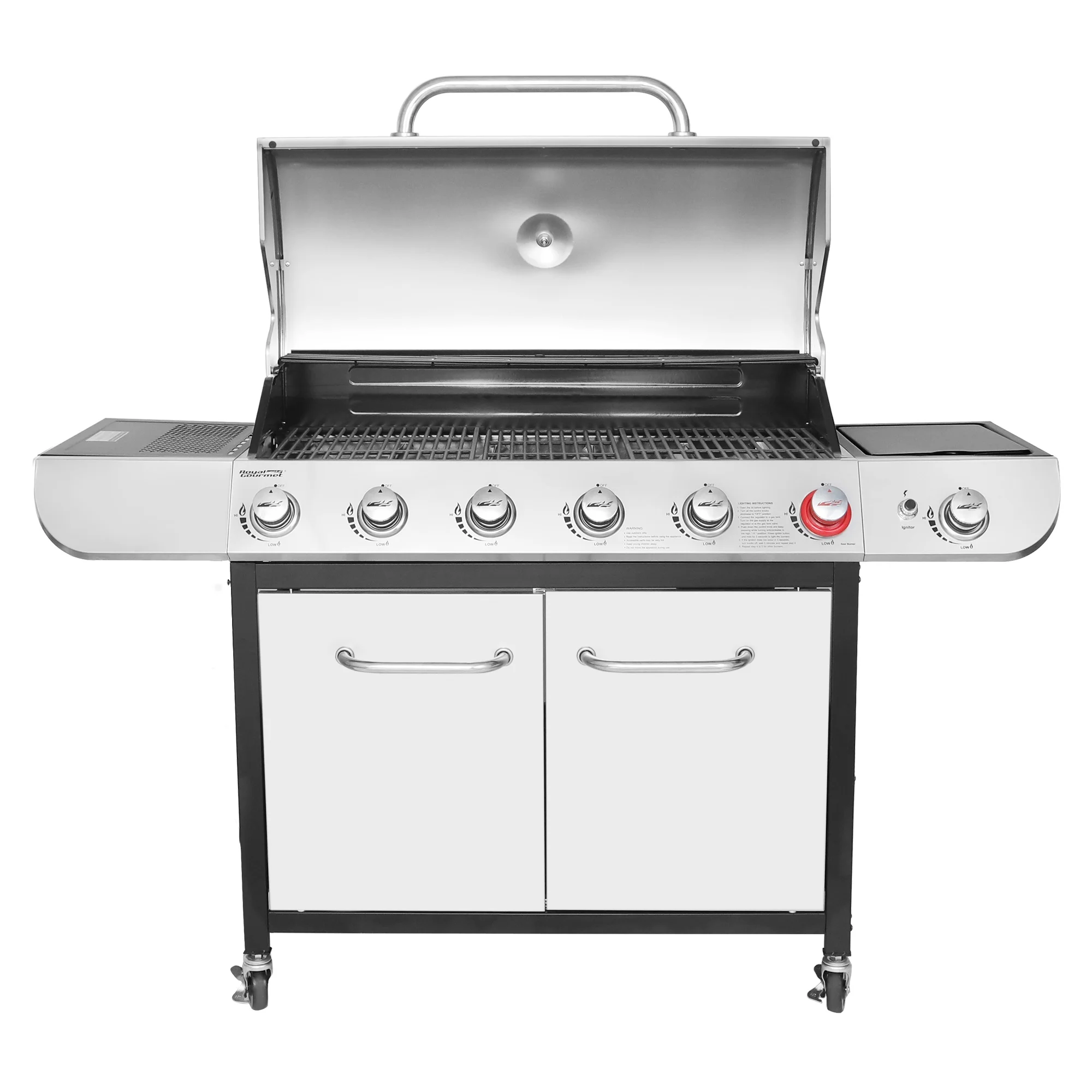 Gourmet SG6002 Classic 6-Burner 71000-BTU LP Gas Grill with Sear Burner and Side Burner, Stainless Steel