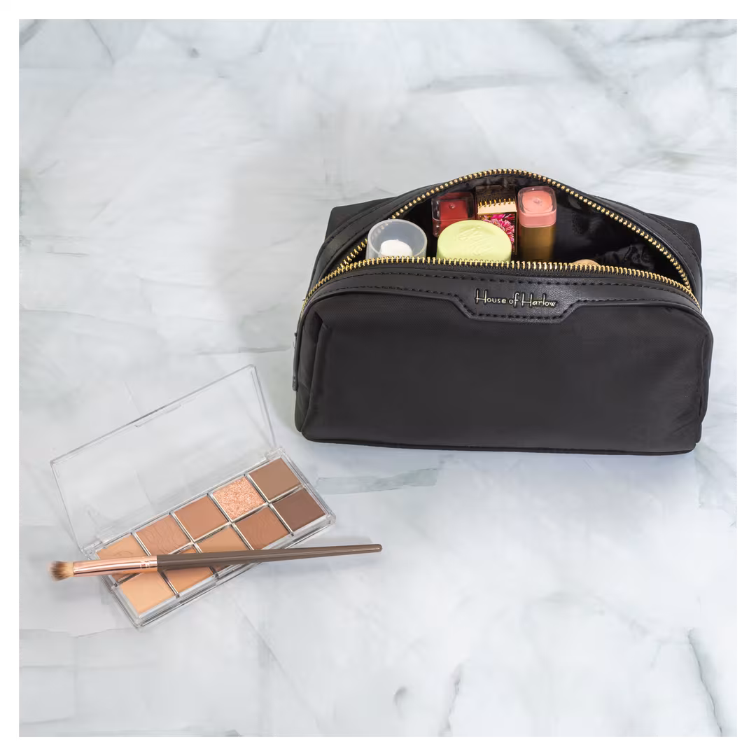 House of Harlow 1960  The Twill Nylon Cosmetic Loaf Organizer