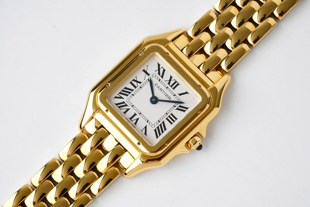 Cartier Watch PANTHERE 27MM GOLD CASE WHITE DIAL