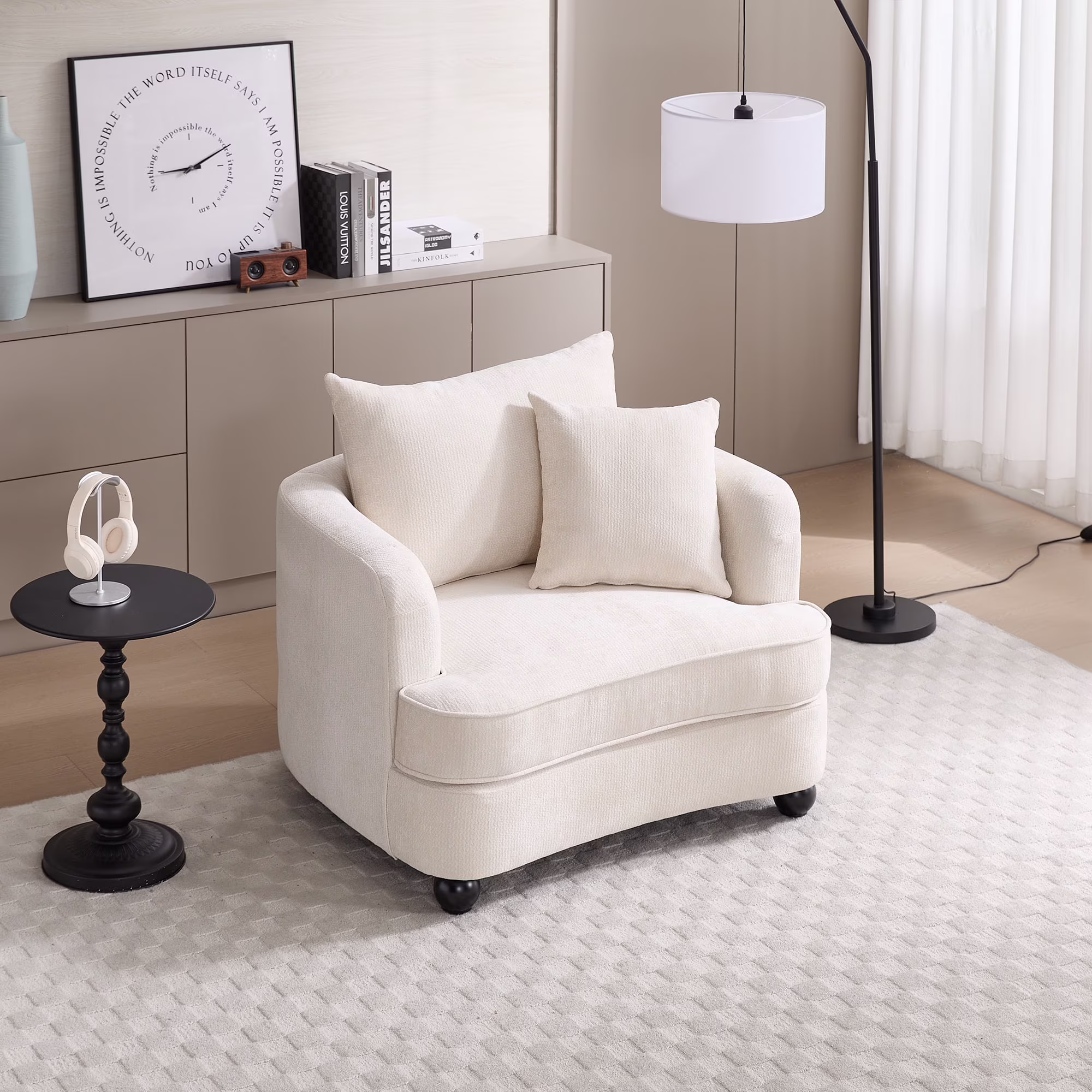 litvz Modern Upholstered Accent Chair, Comfy Chenille Armchair with Thick Cushion and Wide Seat for Living Room, Yellow