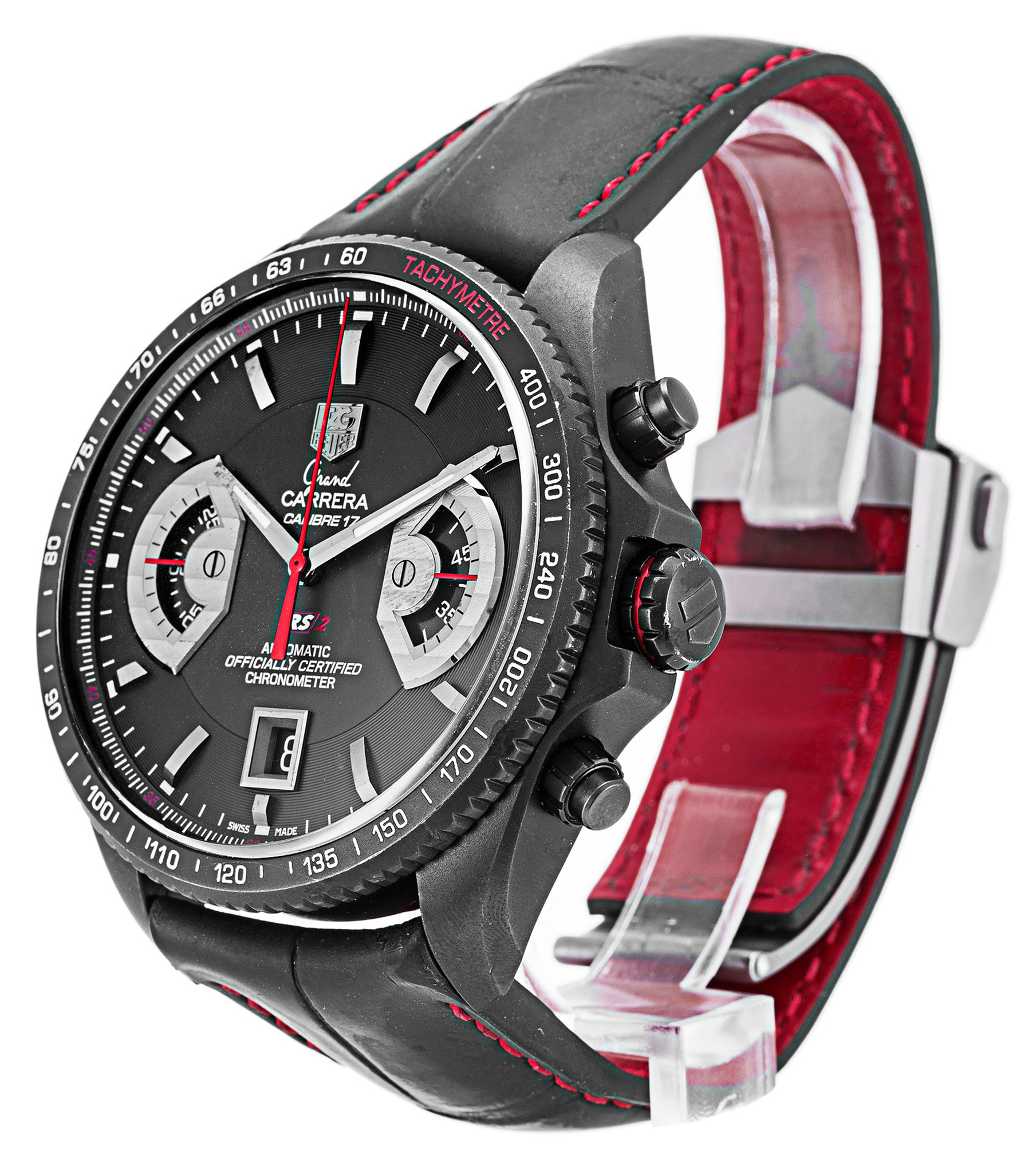 Replica Tag Heuer Grand Carrera CAV518B.FC6237 Black Dial Stick Markers 43MM