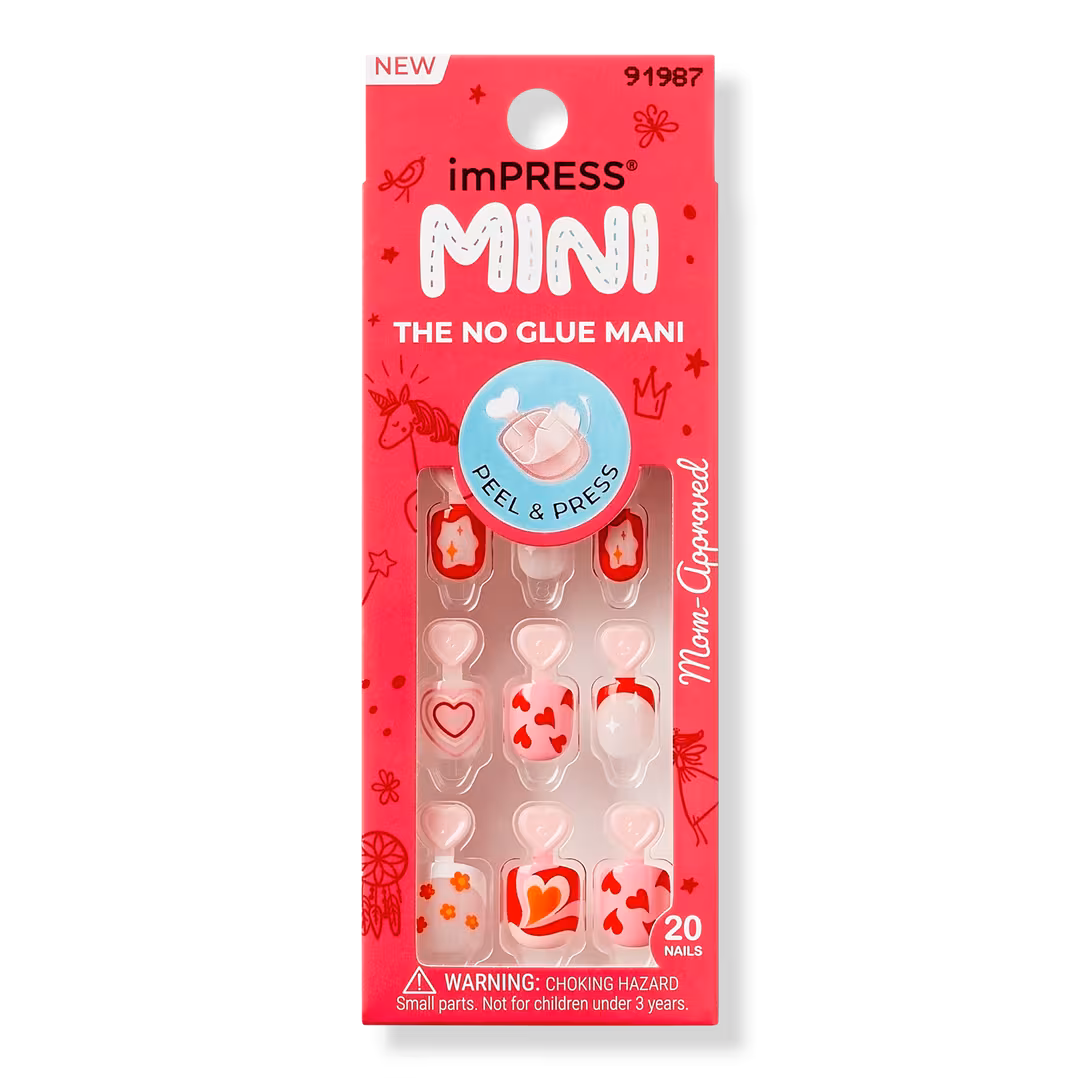 Kiss  Impress Mini Kids Squoval Press On Nails for Kids, Playground