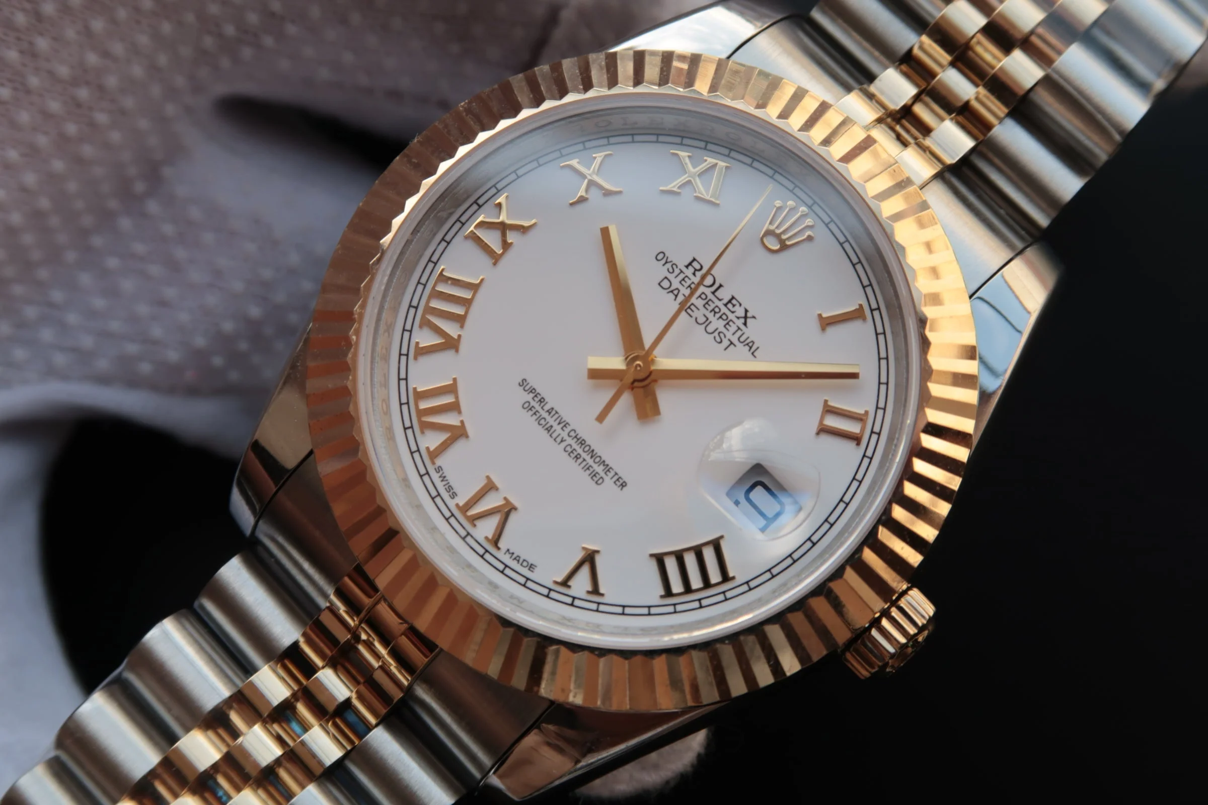 Rolex Watch DATEJUST II GOLD STEEL WHITE DIAL ARABIC NUMERALS