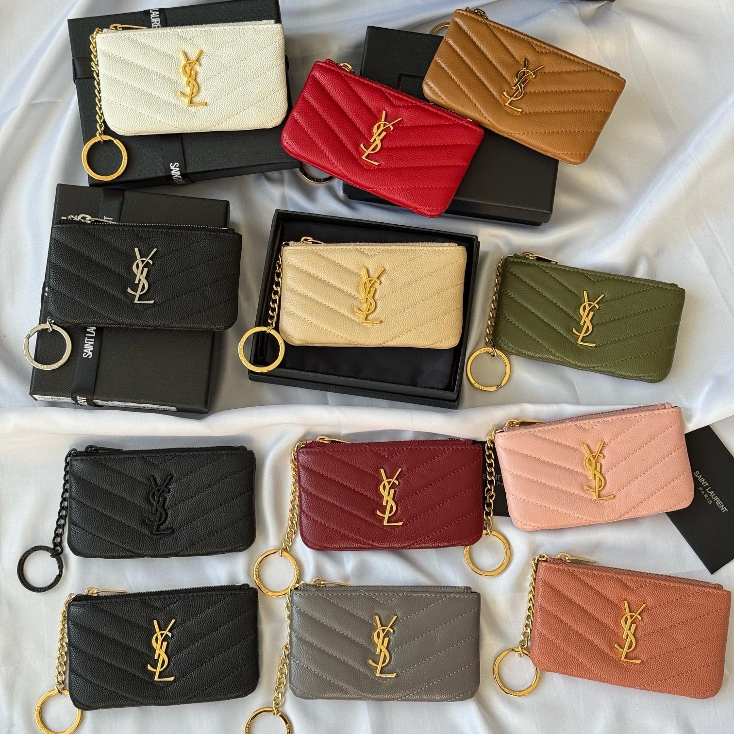 YSL Wallets Mini Calfskin Card Holder Wallet 438386