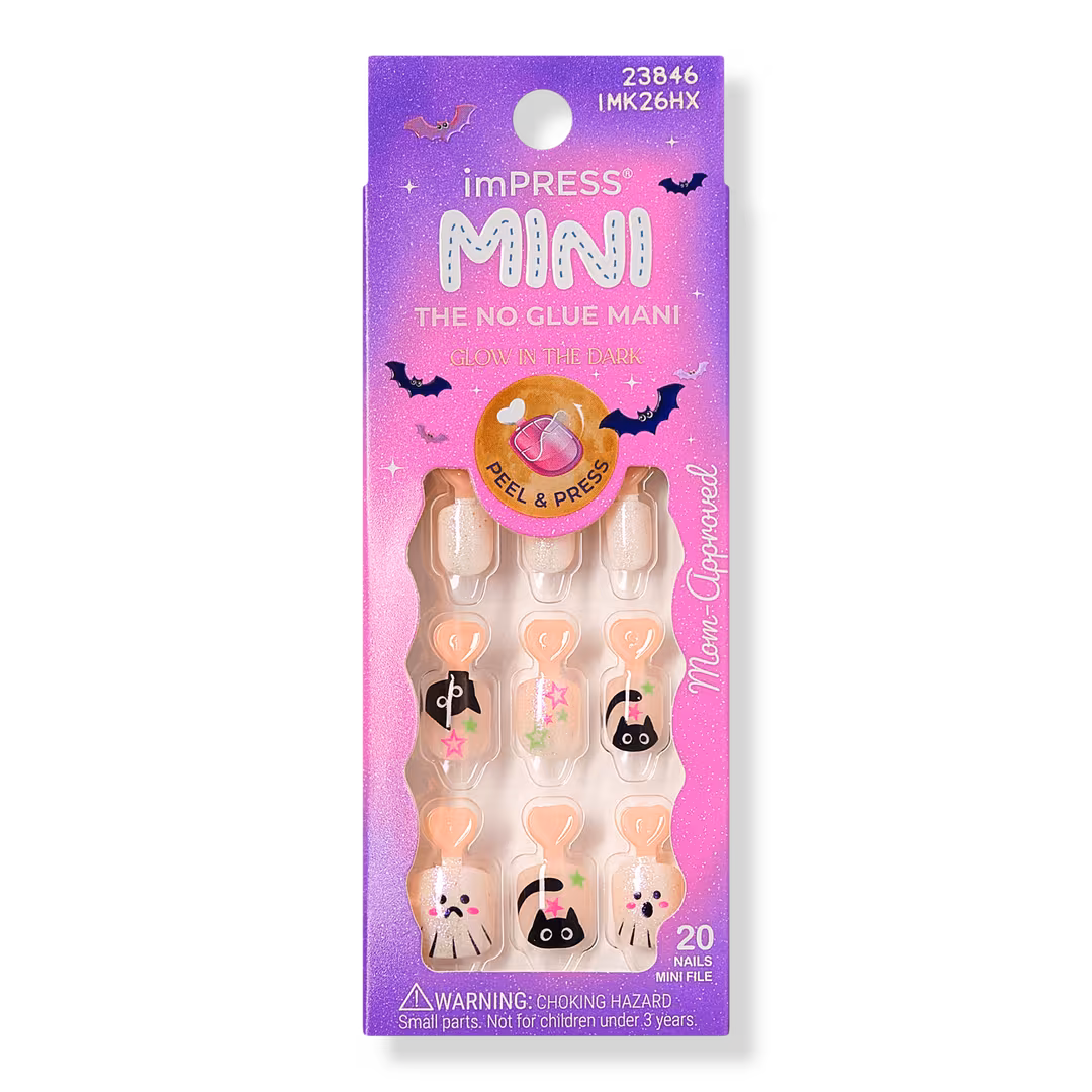 Kiss  Impress Mini Short Squoval Press On Nails for Kids, Tricky