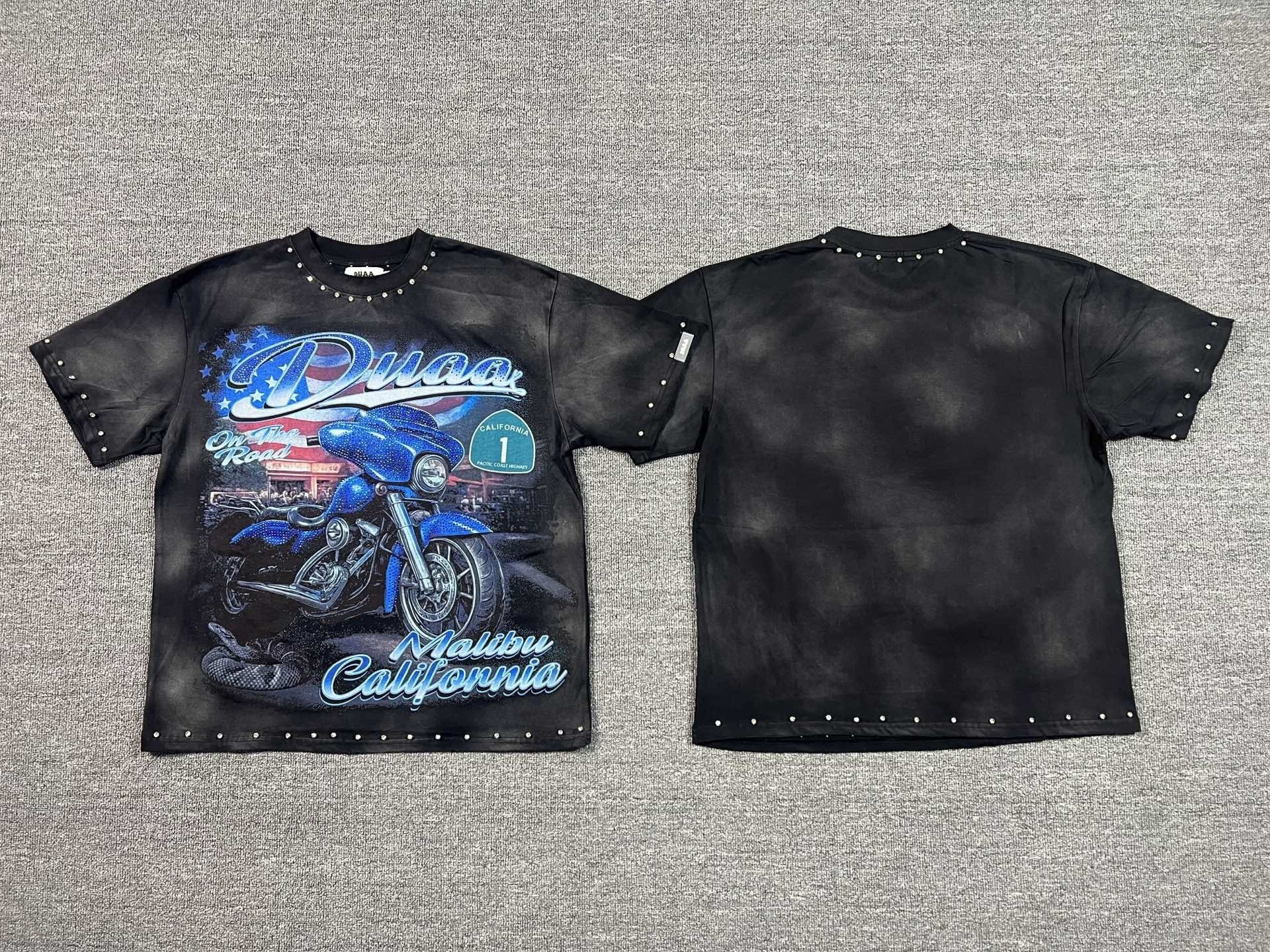 Direct spray treated diamond-shaped water-dyeing washed vintage short-sleeved T-shirt