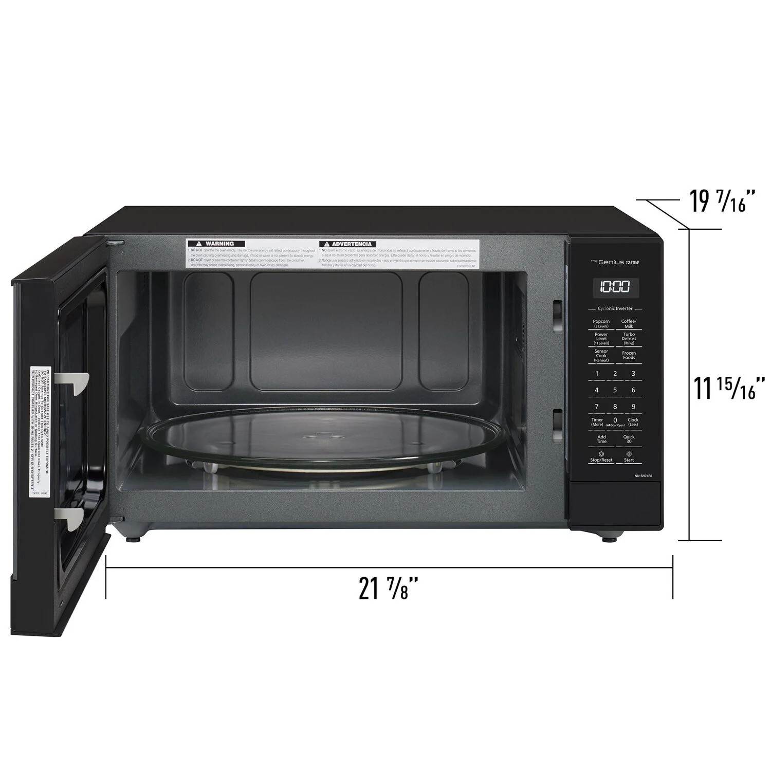 Panasonic 1.6-cu. ft. 1250W Countertop Microwave with Inverter Technology, Black NN-SN74PB